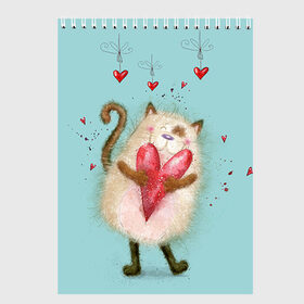Скетчбук с принтом Котик в Курске, 100% бумага
 | 48 листов, плотность листов — 100 г/м2, плотность картонной обложки — 250 г/м2. Листы скреплены сверху удобной пружинной спиралью | 14 февраля | bear | love | teddy | валентин | влюбленный | киска | кот | котик | любовь | милый | рисунок | сердечко | сердце