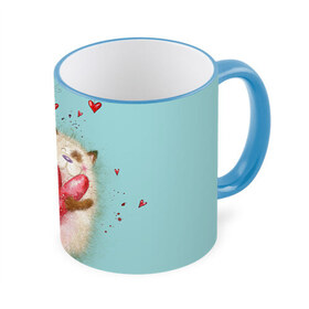 Кружка 3D с принтом Котик в Курске, керамика | ёмкость 330 мл | 14 февраля | bear | love | teddy | валентин | влюбленный | киска | кот | котик | любовь | милый | рисунок | сердечко | сердце