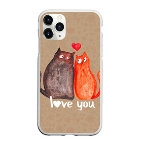 Чехол для iPhone 11 Pro матовый с принтом Влюбленные котики в Курске, Силикон |  | 14 февраля | bear | love | teddy | валентин | влюбленный | киска | кот | котик | любовь | милый | рисунок | сердечко | сердце