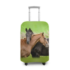 Чехол для чемодана 3D с принтом Лошади 2 в Курске, 86% полиэфир, 14% спандекс | двустороннее нанесение принта, прорези для ручек и колес | horse | horseshoe | акварель | головалошади | грива | единорог | жеребец | животные | конь | лошадь | лошадьскрыльями | подкова | природа | рисуноккрасками