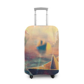 Чехол для чемодана 3D с принтом Бумажный кораблик в Курске, 86% полиэфир, 14% спандекс | двустороннее нанесение принта, прорези для ручек и колес | Тематика изображения на принте: art | арт | рисунок | художник