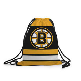 Рюкзак-мешок 3D с принтом Boston Bruins в Курске, 100% полиэстер | плотность ткани — 200 г/м2, размер — 35 х 45 см; лямки — толстые шнурки, застежка на шнуровке, без карманов и подкладки | Тематика изображения на принте: boston bruins | hockey | nhl | нхл | спорт | хоккей