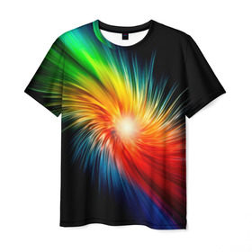 Мужская футболка 3D с принтом Звезда радуга в Курске, 100% полиэфир | прямой крой, круглый вырез горловины, длина до линии бедер | Тематика изображения на принте: звезда радуга | небо | свет | спектр
