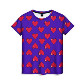 Женская футболка 3D с принтом Пиксельная любовь в Курске, 100% полиэфир ( синтетическое хлопкоподобное полотно) | прямой крой, круглый вырез горловины, длина до линии бедер | 14 февраля | love | влюбленный | любовь | рисунок | сердечки | сердечко | сердце