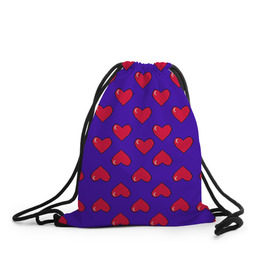 Рюкзак-мешок 3D с принтом Пиксельная любовь в Курске, 100% полиэстер | плотность ткани — 200 г/м2, размер — 35 х 45 см; лямки — толстые шнурки, застежка на шнуровке, без карманов и подкладки | 14 февраля | love | влюбленный | любовь | рисунок | сердечки | сердечко | сердце