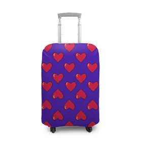 Чехол для чемодана 3D с принтом Пиксельная любовь в Курске, 86% полиэфир, 14% спандекс | двустороннее нанесение принта, прорези для ручек и колес | 14 февраля | love | влюбленный | любовь | рисунок | сердечки | сердечко | сердце