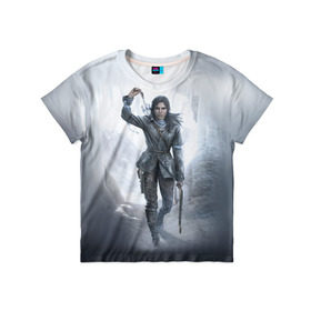 Детская футболка 3D с принтом Rise of the Tomb Raider в Курске, 100% гипоаллергенный полиэфир | прямой крой, круглый вырез горловины, длина до линии бедер, чуть спущенное плечо, ткань немного тянется | Тематика изображения на принте: rise of the tomb raider | tomb raider | райдер | том райдер