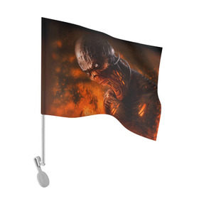 Флаг для автомобиля с принтом Doom imp в Курске, 100% полиэстер | Размер: 30*21 см | doom | game | гибель | дум | игра | игры | обреченность | шутер