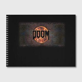 Альбом для рисования с принтом Doom в Курске, 100% бумага
 | матовая бумага, плотность 200 мг. | doom | game | гибель | дум | игра | игры | обреченность | шутер