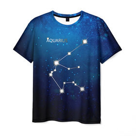 Мужская футболка 3D с принтом Водолей в Курске, 100% полиэфир | прямой крой, круглый вырез горловины, длина до линии бедер | водолей | звезда | звезды | знак зодиака | космос | созвездие