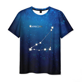 Мужская футболка 3D с принтом Козерог в Курске, 100% полиэфир | прямой крой, круглый вырез горловины, длина до линии бедер | звезда | звезды | знак зодиака | козерог | космос | созвездие