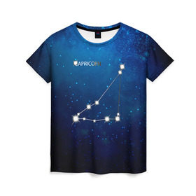 Женская футболка 3D с принтом Козерог в Курске, 100% полиэфир ( синтетическое хлопкоподобное полотно) | прямой крой, круглый вырез горловины, длина до линии бедер | звезда | звезды | знак зодиака | козерог | космос | созвездие