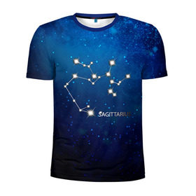 Мужская футболка 3D спортивная с принтом Стрелец в Курске, 100% полиэстер с улучшенными характеристиками | приталенный силуэт, круглая горловина, широкие плечи, сужается к линии бедра | Тематика изображения на принте: звезда | звезды | знак зодиака | космос | созвездие | стрелец