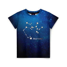 Детская футболка 3D с принтом Стрелец в Курске, 100% гипоаллергенный полиэфир | прямой крой, круглый вырез горловины, длина до линии бедер, чуть спущенное плечо, ткань немного тянется | звезда | звезды | знак зодиака | космос | созвездие | стрелец