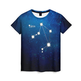 Женская футболка 3D с принтом Весы в Курске, 100% полиэфир ( синтетическое хлопкоподобное полотно) | прямой крой, круглый вырез горловины, длина до линии бедер | весы | звезда | звезды | знак зодиака | космос | созвездие