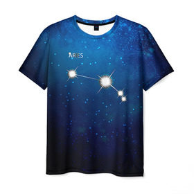 Мужская футболка 3D с принтом Овен в Курске, 100% полиэфир | прямой крой, круглый вырез горловины, длина до линии бедер | Тематика изображения на принте: звезда | звезды | знак зодиака | космос | овен | созвездие