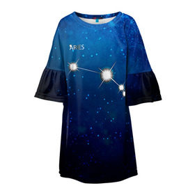 Детское платье 3D с принтом Овен в Курске, 100% полиэстер | прямой силуэт, чуть расширенный к низу. Круглая горловина, на рукавах — воланы | звезда | звезды | знак зодиака | космос | овен | созвездие
