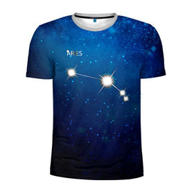 Мужская футболка 3D спортивная с принтом Овен в Курске, 100% полиэстер с улучшенными характеристиками | приталенный силуэт, круглая горловина, широкие плечи, сужается к линии бедра | Тематика изображения на принте: звезда | звезды | знак зодиака | космос | овен | созвездие