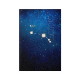 Обложка для паспорта матовая кожа с принтом Овен в Курске, натуральная матовая кожа | размер 19,3 х 13,7 см; прозрачные пластиковые крепления | Тематика изображения на принте: звезда | звезды | знак зодиака | космос | овен | созвездие