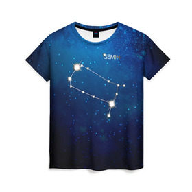 Женская футболка 3D с принтом Близнецы в Курске, 100% полиэфир ( синтетическое хлопкоподобное полотно) | прямой крой, круглый вырез горловины, длина до линии бедер | близнецы | звезда | звезды | знак зодиака | космос | созвездие