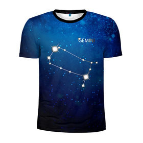 Мужская футболка 3D спортивная с принтом Близнецы в Курске, 100% полиэстер с улучшенными характеристиками | приталенный силуэт, круглая горловина, широкие плечи, сужается к линии бедра | Тематика изображения на принте: близнецы | звезда | звезды | знак зодиака | космос | созвездие