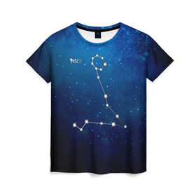 Женская футболка 3D с принтом Рыбы в Курске, 100% полиэфир ( синтетическое хлопкоподобное полотно) | прямой крой, круглый вырез горловины, длина до линии бедер | звезда | звезды | знак зодиака | космос | рыбы | созвездие