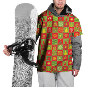 Накидка на куртку 3D с принтом Новогодний орнамент в Курске, 100% полиэстер |  | елка | звезда | новогодний орнамент | пода | снгежинка