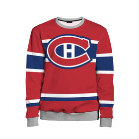 Детский свитшот 3D с принтом Montreal Canadiens в Курске, 100% полиэстер | свободная посадка, прямой крой, мягкая тканевая резинка на рукавах и понизу свитшота | Тематика изображения на принте: hockey | montreal canadien | nhl | нхл | спорт | хоккей
