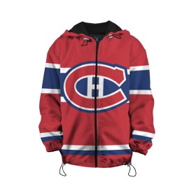 Детская куртка 3D с принтом Montreal Canadiens в Курске, 100% полиэстер | застежка — молния, подол и капюшон оформлены резинкой с фиксаторами, по бокам — два кармана без застежек, один потайной карман на груди, плотность верхнего слоя — 90 г/м2; плотность флисового подклада — 260 г/м2 | Тематика изображения на принте: hockey | montreal canadien | nhl | нхл | спорт | хоккей