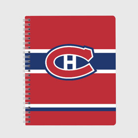 Тетрадь с принтом Montreal Canadiens в Курске, 100% бумага | 48 листов, плотность листов — 60 г/м2, плотность картонной обложки — 250 г/м2. Листы скреплены сбоку удобной пружинной спиралью. Уголки страниц и обложки скругленные. Цвет линий — светло-серый
 | hockey | montreal canadien | nhl | нхл | спорт | хоккей