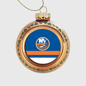 Стеклянный ёлочный шар с принтом New York Islanders в Курске, Стекло | Диаметр: 80 мм | hockey | new york islander | nhl | нхл | спорт | хоккей
