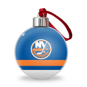 Ёлочный шар с принтом New York Islanders в Курске, Пластик | Диаметр: 77 мм | Тематика изображения на принте: hockey | new york islander | nhl | нхл | спорт | хоккей