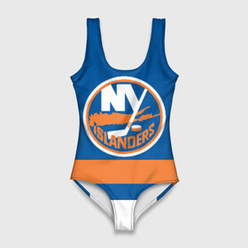 Купальник-боди 3D с принтом New York Islanders в Курске, 82% полиэстер, 18% эластан | Круглая горловина, круглый вырез на спине | hockey | new york islander | nhl | нхл | спорт | хоккей