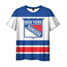 Мужская футболка 3D с принтом New York Rangers в Курске, 100% полиэфир | прямой крой, круглый вырез горловины, длина до линии бедер | hockey | new york rangers | nhl | нхл | спорт | хоккей