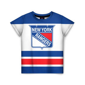 Детская футболка 3D с принтом New York Rangers в Курске, 100% гипоаллергенный полиэфир | прямой крой, круглый вырез горловины, длина до линии бедер, чуть спущенное плечо, ткань немного тянется | hockey | new york rangers | nhl | нхл | спорт | хоккей