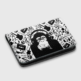 Картхолдер с принтом с принтом Шимпанзе в наушниках в Курске, натуральная матовая кожа | размер 7,3 х 10 см; кардхолдер имеет 4 кармана для карт; | Тематика изображения на принте: джаз | музыка | обезьяна | рок | шимпанзе в наущниках