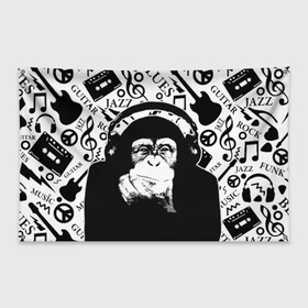 Флаг-баннер с принтом Шимпанзе в наушниках в Курске, 100% полиэстер | размер 67 х 109 см, плотность ткани — 95 г/м2; по краям флага есть четыре люверса для крепления | Тематика изображения на принте: джаз | музыка | обезьяна | рок | шимпанзе в наущниках