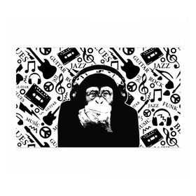 Бумага для упаковки 3D с принтом Шимпанзе в наушниках в Курске, пластик и полированная сталь | круглая форма, металлическое крепление в виде кольца | Тематика изображения на принте: джаз | музыка | обезьяна | рок | шимпанзе в наущниках