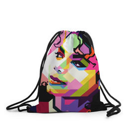 Рюкзак-мешок 3D с принтом Майкл Джексон в Курске, 100% полиэстер | плотность ткани — 200 г/м2, размер — 35 х 45 см; лямки — толстые шнурки, застежка на шнуровке, без карманов и подкладки | michael jackson | майкл джексон | поп арт | портрет