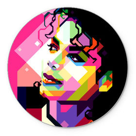 Коврик круглый с принтом Майкл Джексон в Курске, резина и полиэстер | круглая форма, изображение наносится на всю лицевую часть | michael jackson | майкл джексон | поп арт | портрет