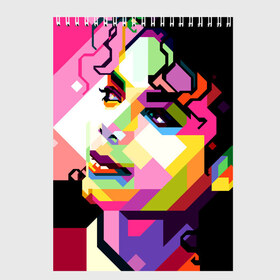 Скетчбук с принтом Майкл Джексон в Курске, 100% бумага
 | 48 листов, плотность листов — 100 г/м2, плотность картонной обложки — 250 г/м2. Листы скреплены сверху удобной пружинной спиралью | michael jackson | майкл джексон | поп арт | портрет