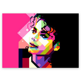 Поздравительная открытка с принтом Майкл Джексон в Курске, 100% бумага | плотность бумаги 280 г/м2, матовая, на обратной стороне линовка и место для марки
 | Тематика изображения на принте: michael jackson | майкл джексон | поп арт | портрет