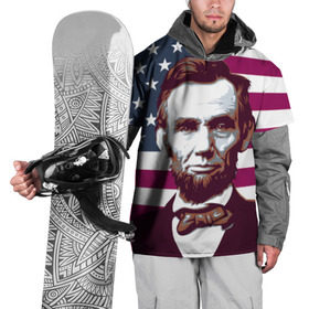 Накидка на куртку 3D с принтом Авраам Линкольн в Курске, 100% полиэстер |  | авраам линкольн | президент | сша | флаг
