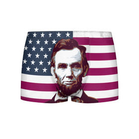 Мужские трусы 3D с принтом Авраам Линкольн в Курске, 50% хлопок, 50% полиэстер | классическая посадка, на поясе мягкая тканевая резинка | авраам линкольн | президент | сша | флаг
