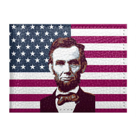 Обложка для студенческого билета с принтом Авраам Линкольн в Курске, натуральная кожа | Размер: 11*8 см; Печать на всей внешней стороне | Тематика изображения на принте: авраам линкольн | президент | сша | флаг