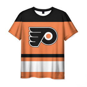 Мужская футболка 3D с принтом Philadelphia Flyers в Курске, 100% полиэфир | прямой крой, круглый вырез горловины, длина до линии бедер | hockey | nhl | philadelphia flyers | нхл | хоккей