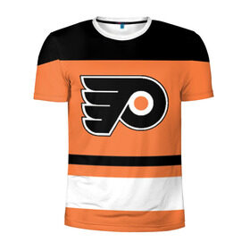 Мужская футболка 3D спортивная с принтом Philadelphia Flyers в Курске, 100% полиэстер с улучшенными характеристиками | приталенный силуэт, круглая горловина, широкие плечи, сужается к линии бедра | hockey | nhl | philadelphia flyers | нхл | хоккей