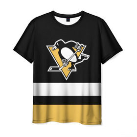 Мужская футболка 3D с принтом Pittsburgh Penguins в Курске, 100% полиэфир | прямой крой, круглый вырез горловины, длина до линии бедер | hockey | nhl | pittsburgh penguins | нхл | хоккей