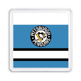 Магнит 55*55 с принтом Pittsburgh Penguins blue в Курске, Пластик | Размер: 65*65 мм; Размер печати: 55*55 мм | Тематика изображения на принте: hockey | nhl | pittsburgh penguins | нхл | хоккей