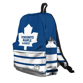 Рюкзак 3D с принтом Toronto Maple Leafs в Курске, 100% полиэстер | лямки с регулируемой длиной, сверху петелька, чтобы рюкзак можно было повесить на вешалку. Основное отделение закрывается на молнию, как и внешний карман. Внутри два дополнительных кармана, один из которых закрывается на молнию. По бокам два дополнительных кармашка | hockey | nhl | toronto maple leafs | нхл | хоккей